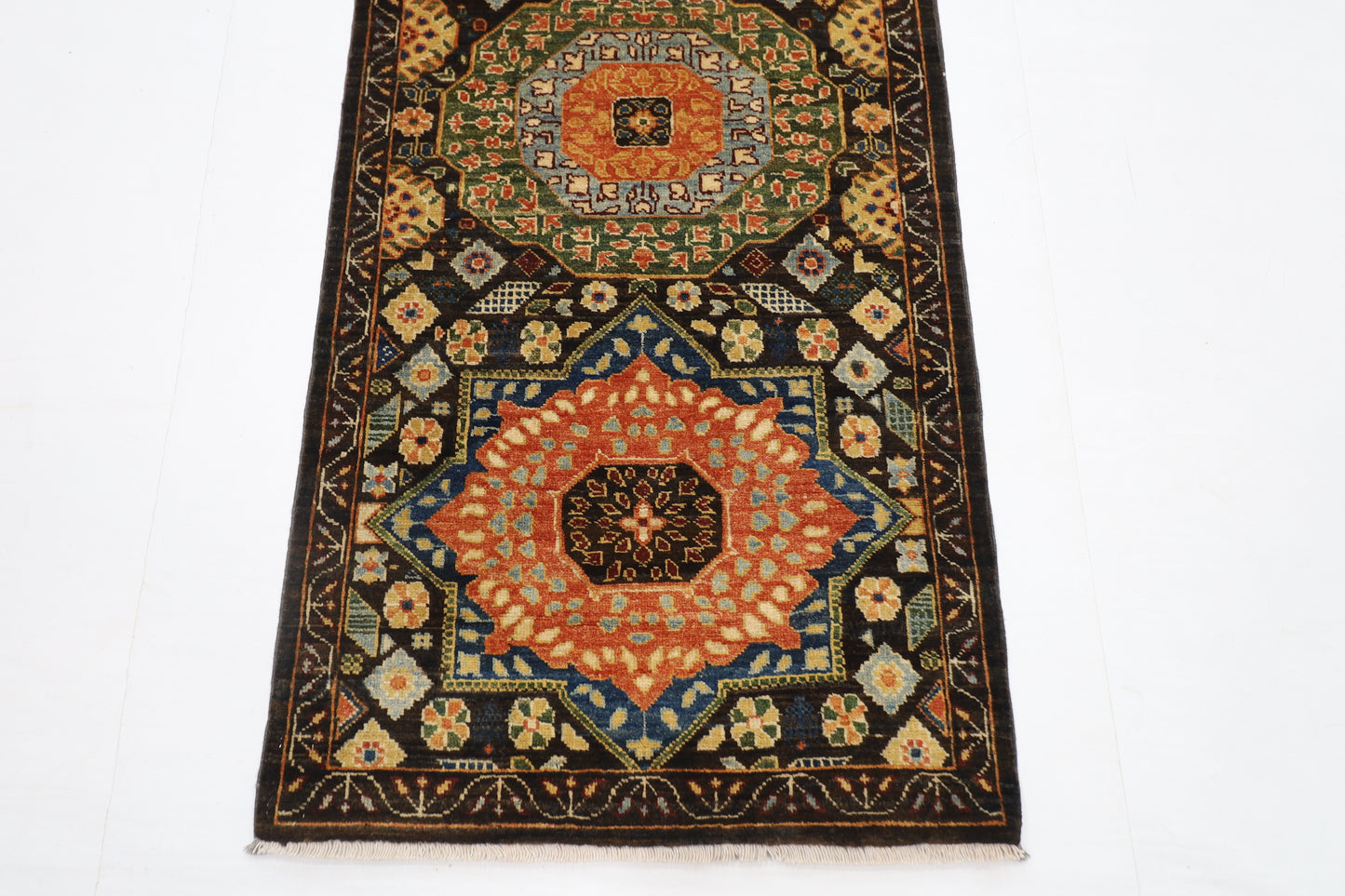 74 x 458 cm | Mamluk Runner Rug Afghan Hand Knotted Veg Dye Wool carpet