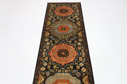 74 x 458 cm | Mamluk Runner Rug Afghan Hand Knotted Veg Dye Wool carpet