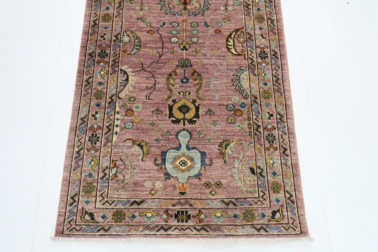 85 x 287 cm | Pink Runner Rug Afghan Hand Knotted Veg Dye Wool carpet