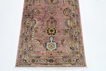 85 x 287 cm | Pink Runner Rug Afghan Hand Knotted Veg Dye Wool carpet