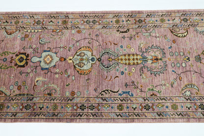 85 x 287 cm | Pink Runner Rug Afghan Hand Knotted Veg Dye Wool carpet