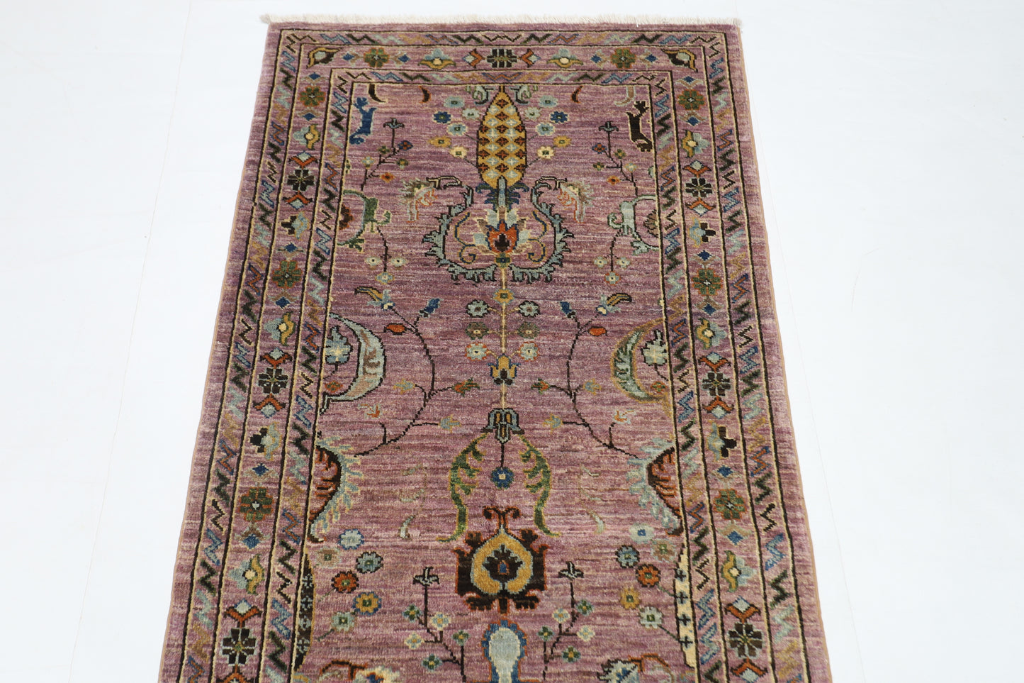 85 x 287 cm | Pink Runner Rug Afghan Hand Knotted Veg Dye Wool carpet