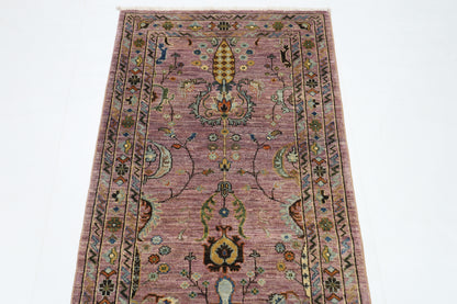 85 x 287 cm | Pink Runner Rug Afghan Hand Knotted Veg Dye Wool carpet