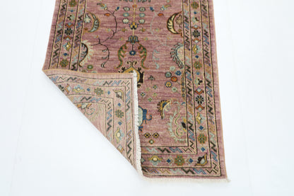 85 x 287 cm | Pink Runner Rug Afghan Hand Knotted Veg Dye Wool carpet