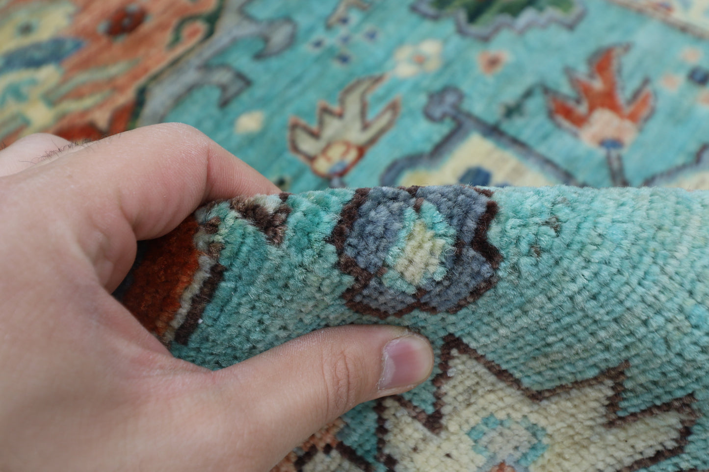 86 x 426 cm | Turquoise Runner Rug Afghan Hand Knotted Veg Dye Wool carpet