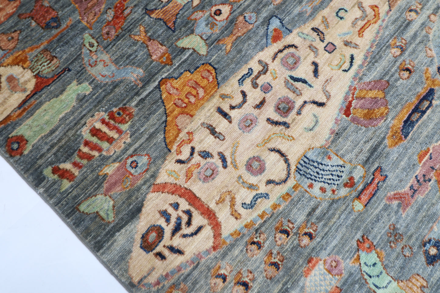 104 x 150 cm | fish gray Tribal Area Rug Afghan Hand Knotted veg Dye Wool carpet