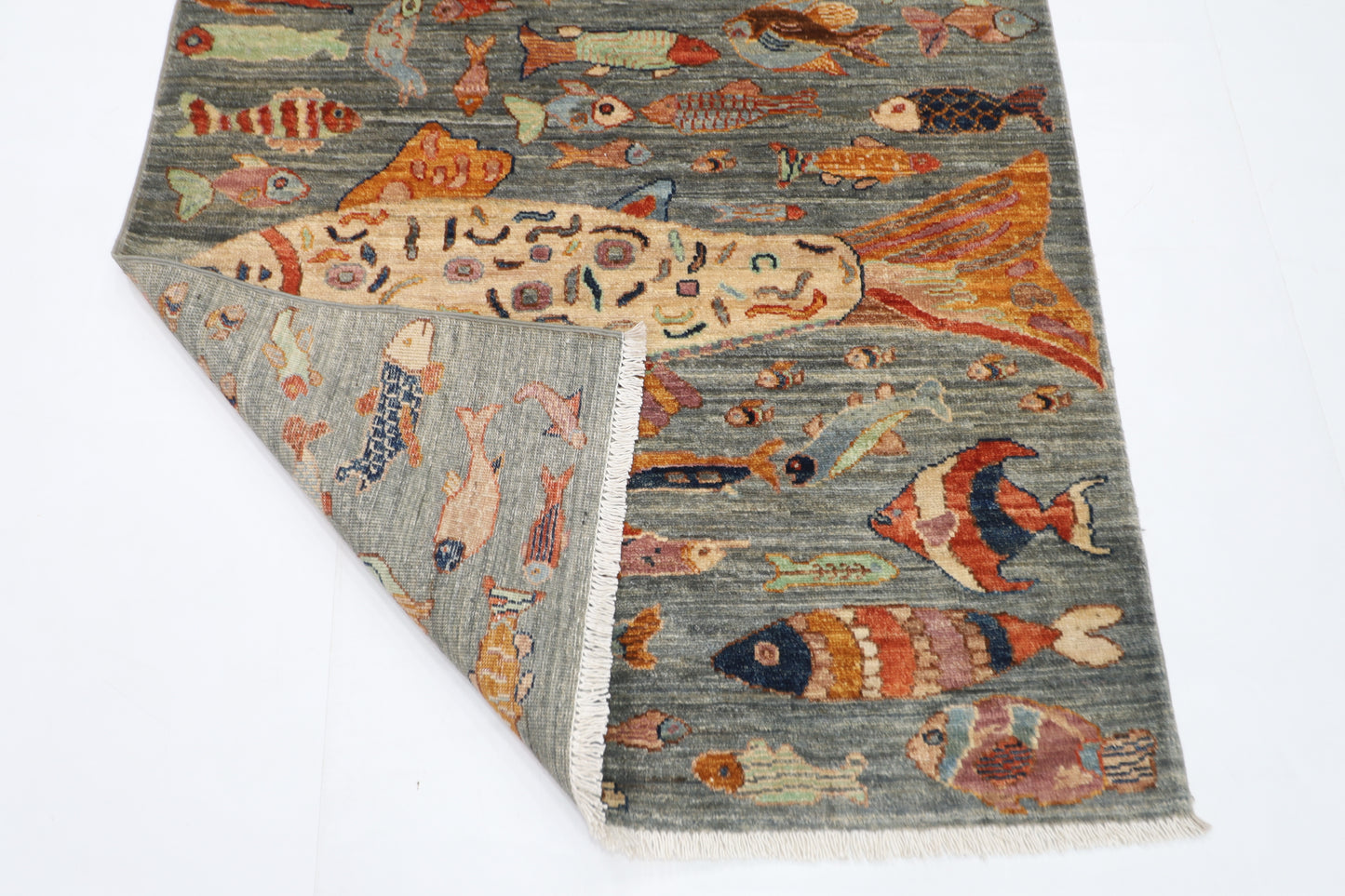 104 x 150 cm | fish gray Tribal Area Rug Afghan Hand Knotted veg Dye Wool carpet