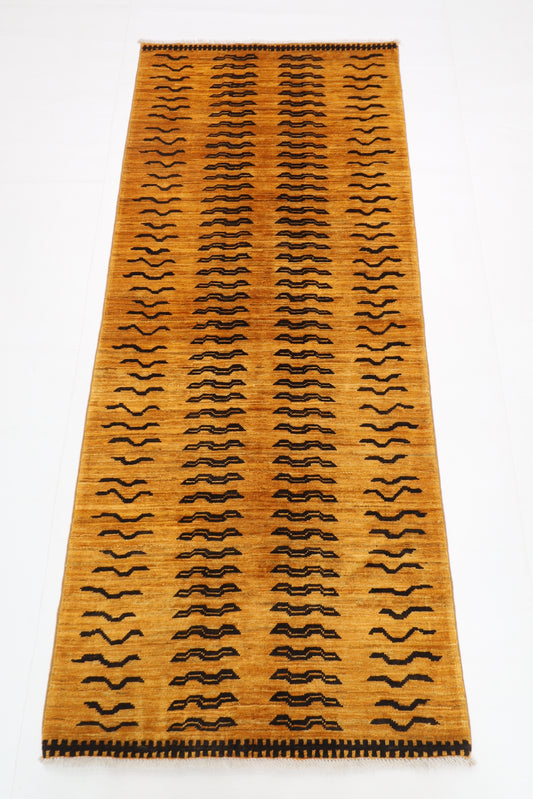 78 x 187 cm | Gold Runner Rug Afghan Hand Knotted Veg Dye Wool carpet