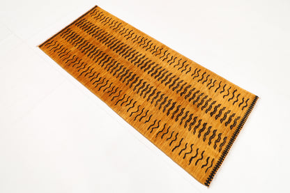 78 x 187 cm | Gold Runner Rug Afghan Hand Knotted Veg Dye Wool carpet