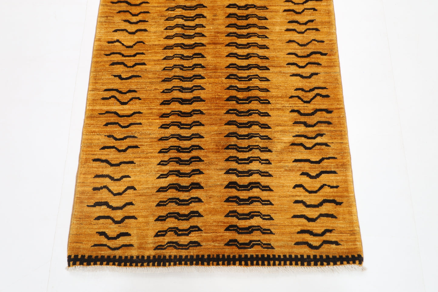 78 x 187 cm | Gold Runner Rug Afghan Hand Knotted Veg Dye Wool carpet