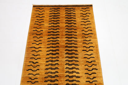 78 x 187 cm | Gold Runner Rug Afghan Hand Knotted Veg Dye Wool carpet