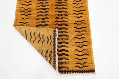 78 x 187 cm | Gold Runner Rug Afghan Hand Knotted Veg Dye Wool carpet