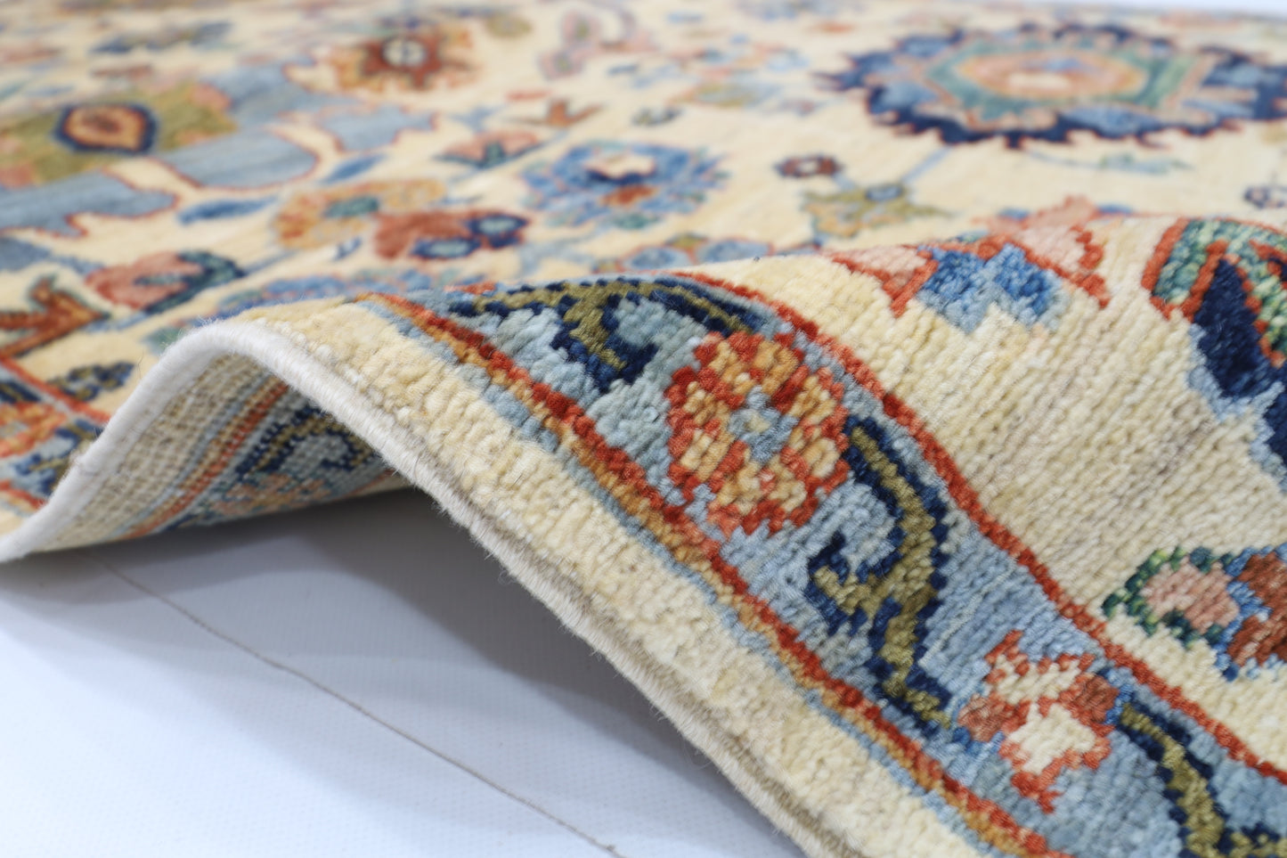 89 x 304 cm | Beige Runner Rug Afghan Hand Knotted Veg Dye Wool carpet