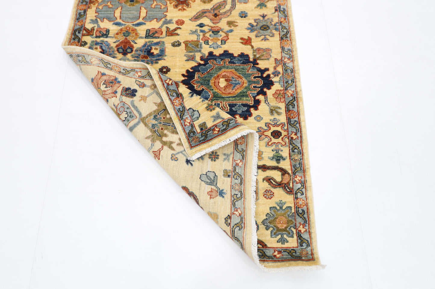 89 x 304 cm | Beige Runner Rug Afghan Hand Knotted Veg Dye Wool carpet