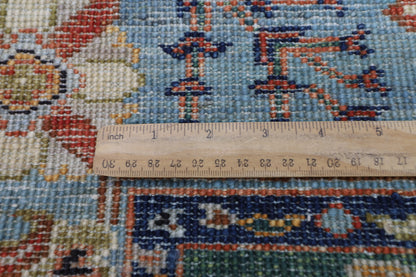 85 x 303 cm | Green Runner Rug Afghan Hand Knotted Veg Dye Wool carpet