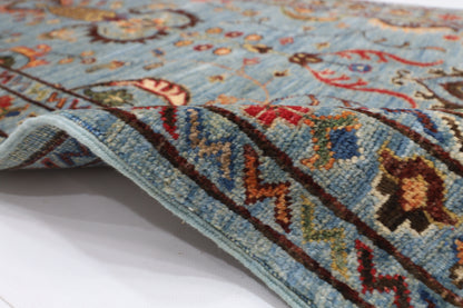 83 x 292 cm | Blueish Grey Runner Rug Afghan Hand Knotted Veg Dye Wool carpet