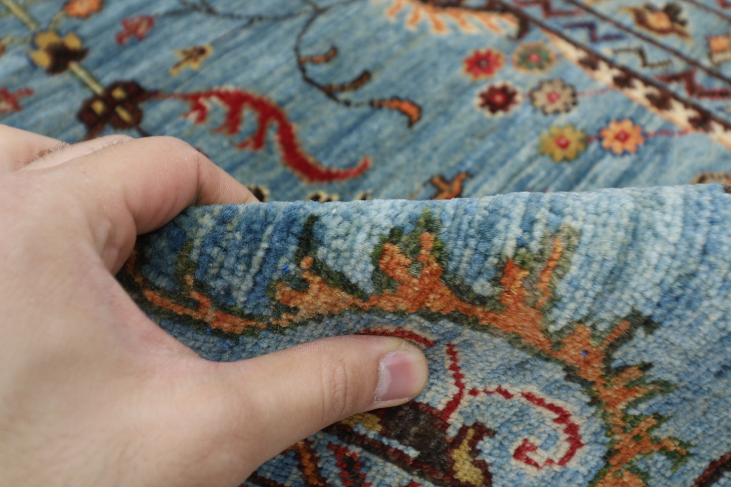 83 x 292 cm | Blueish Grey Runner Rug Afghan Hand Knotted Veg Dye Wool carpet
