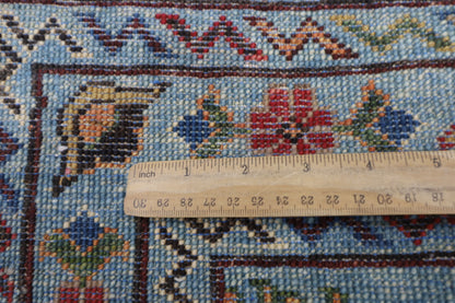 83 x 292 cm | Blueish Grey Runner Rug Afghan Hand Knotted Veg Dye Wool carpet