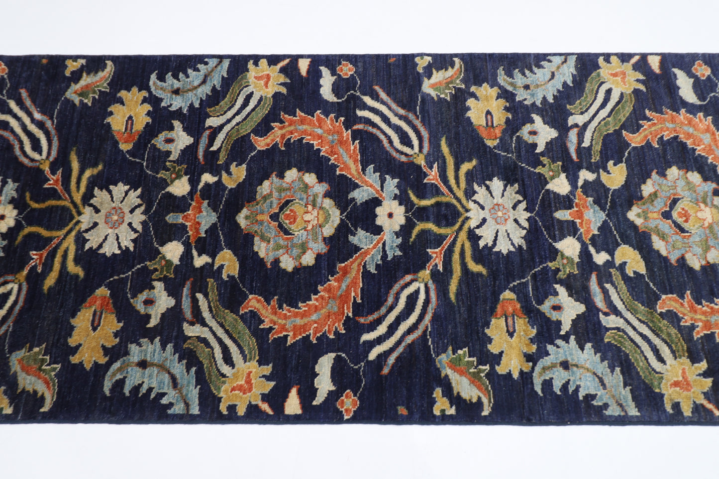 87 x 298 cm | Navy Blue Runner Rug Afghan Hand Knotted Veg Dye Wool carpet