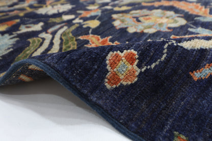 87 x 298 cm | Navy Blue Runner Rug Afghan Hand Knotted Veg Dye Wool carpet