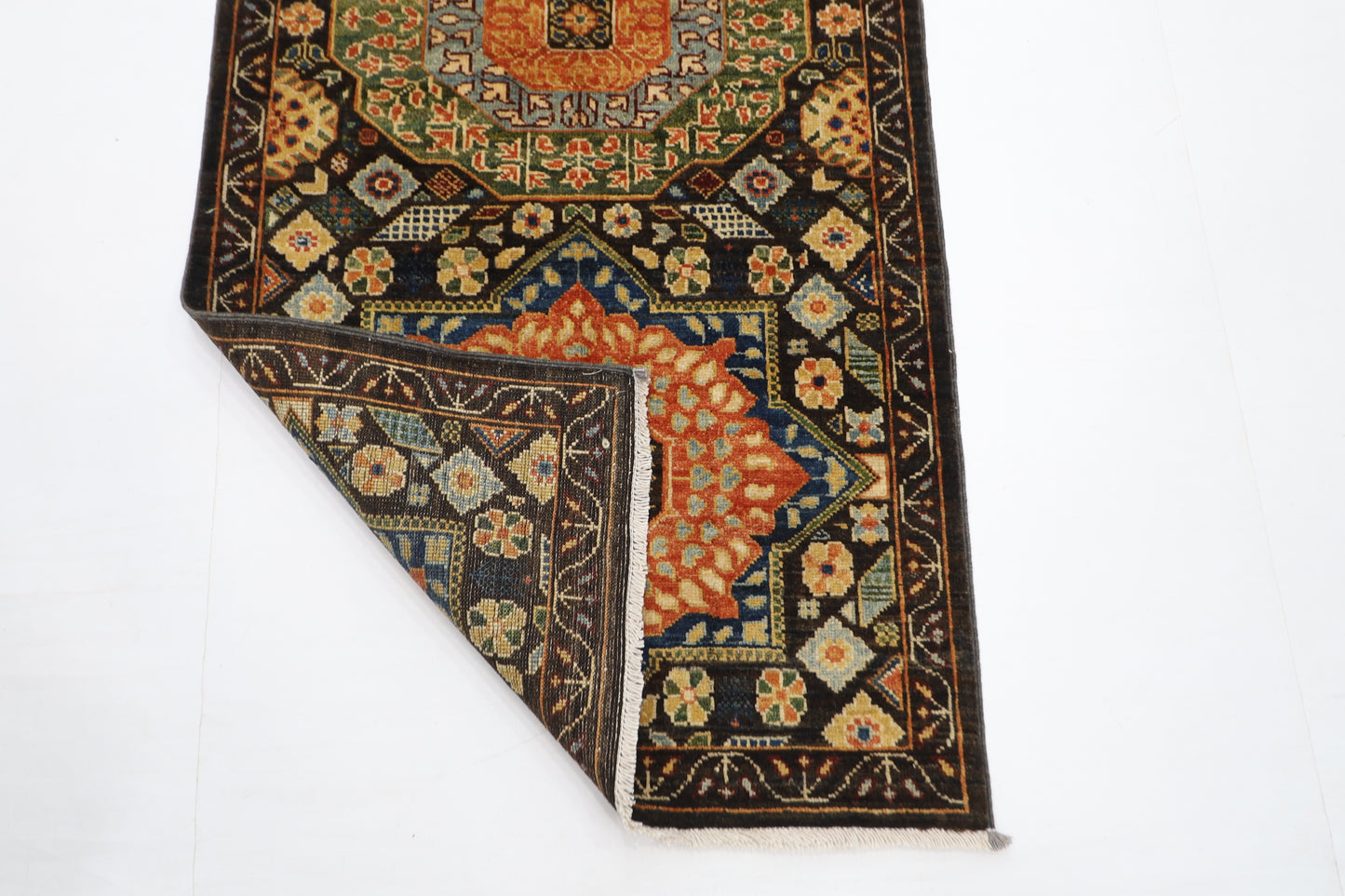 76 x 457 cm | Dark Brown Runner Rug Afghan Hand Knotted Veg Dye Wool carpet