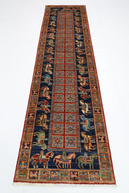 84 x 310 cm | Pazyryk Runner Rug Afghan Hand Knotted Veg Dye Wool carpet