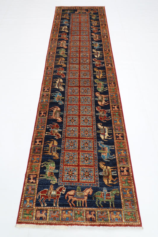 84 x 310 cm | Pazyryk Runner Rug Afghan Hand Knotted Veg Dye Wool carpet