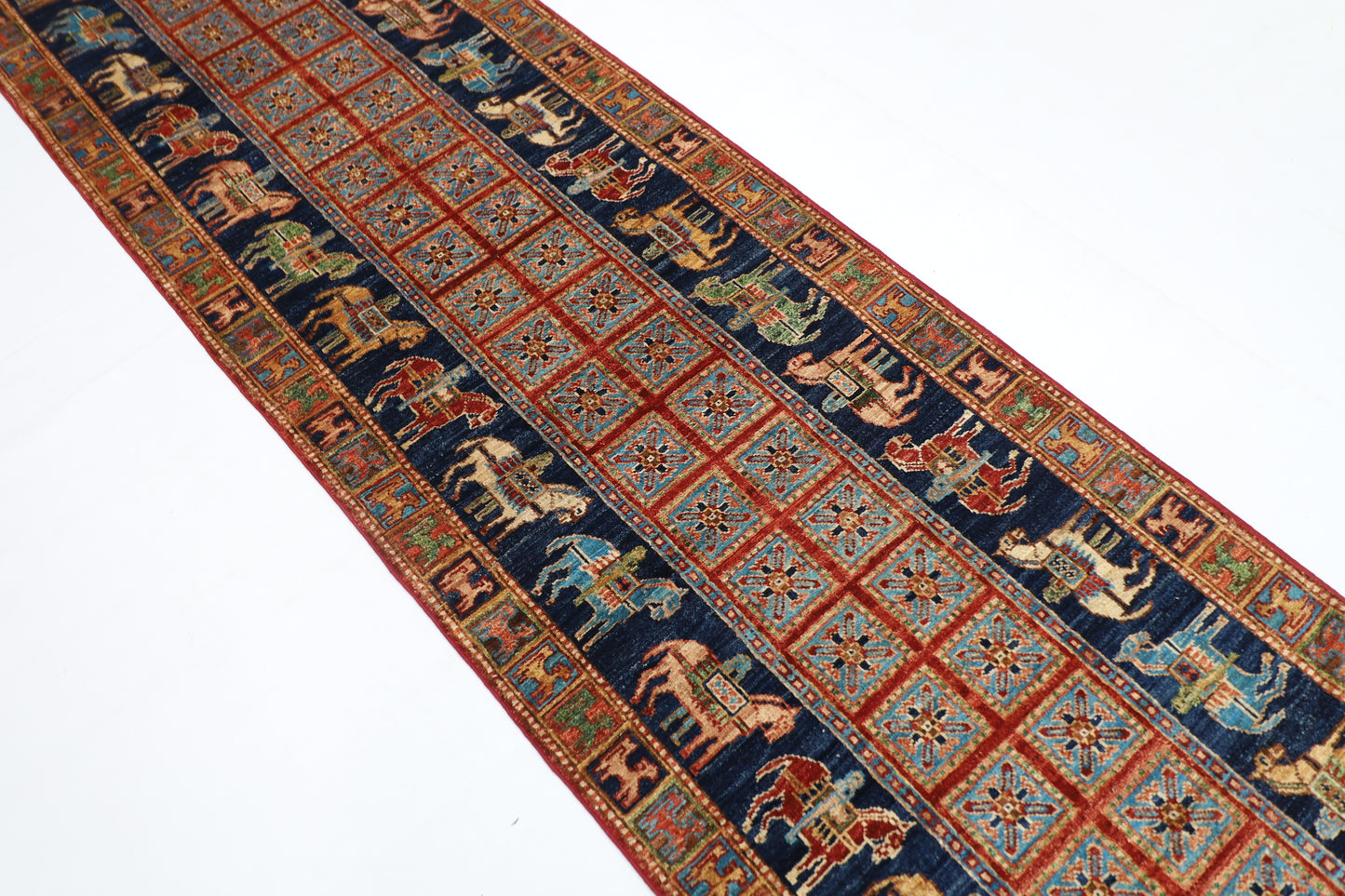 84 x 310 cm | Pazyryk Runner Rug Afghan Hand Knotted Veg Dye Wool carpet