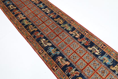 84 x 310 cm | Pazyryk Runner Rug Afghan Hand Knotted Veg Dye Wool carpet