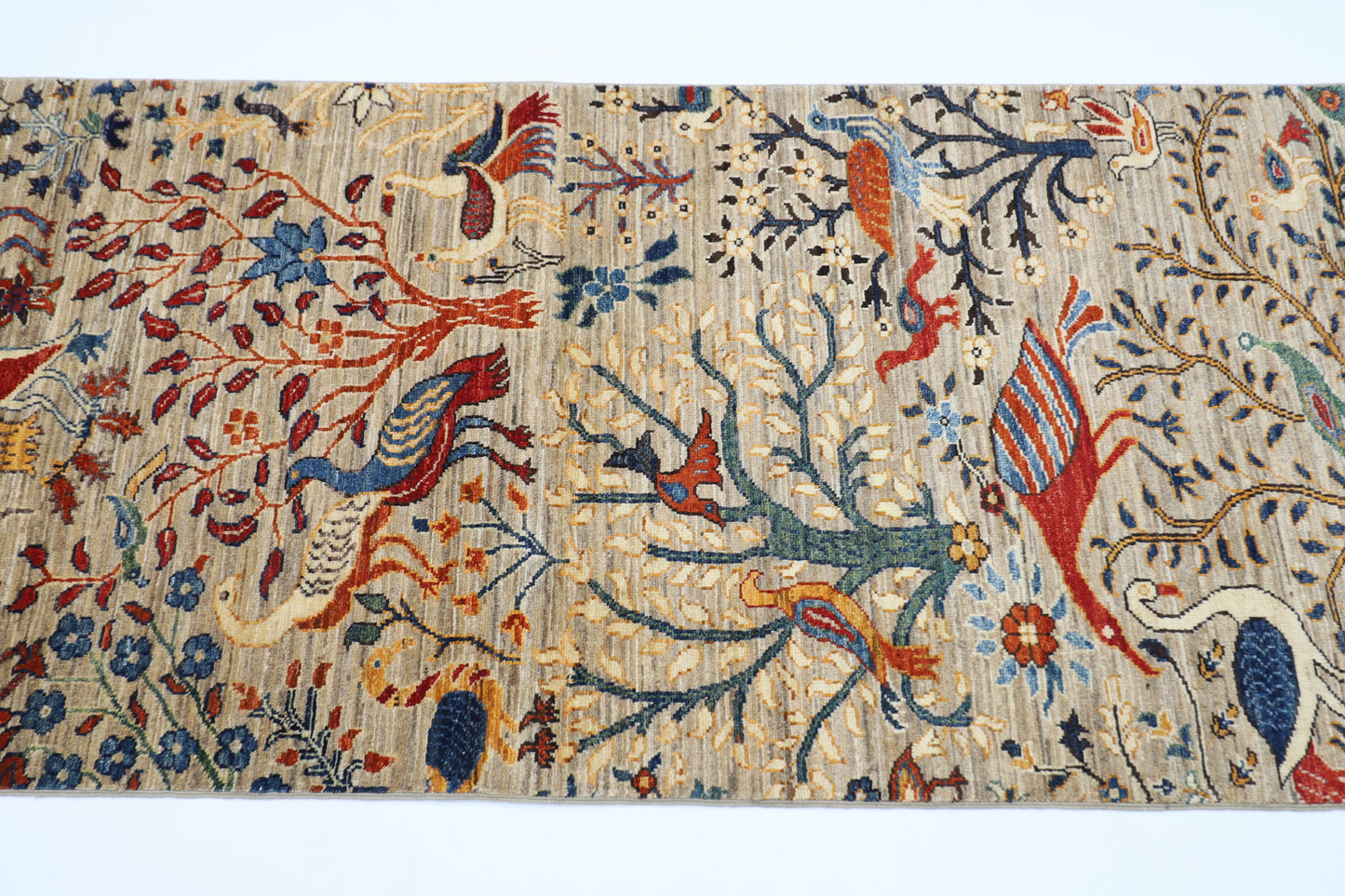 88 x 298 cm | Birds Runner Rug Afghan Hand Knotted Veg Dye Wool carpet