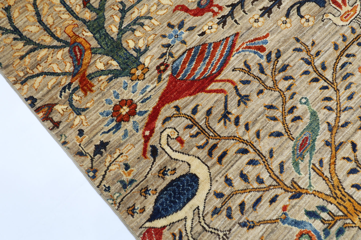 88 x 298 cm | Birds Runner Rug Afghan Hand Knotted Veg Dye Wool carpet