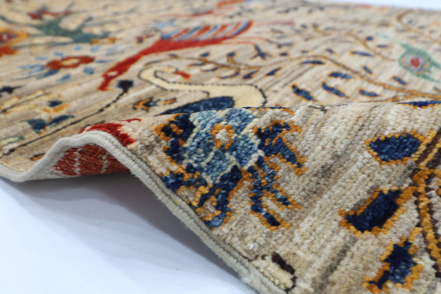 88 x 298 cm | Birds Runner Rug Afghan Hand Knotted Veg Dye Wool carpet