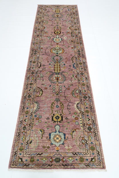 83 x 288 cm | Pink Runner Rug Afghan Hand Knotted Veg Dye Wool carpet