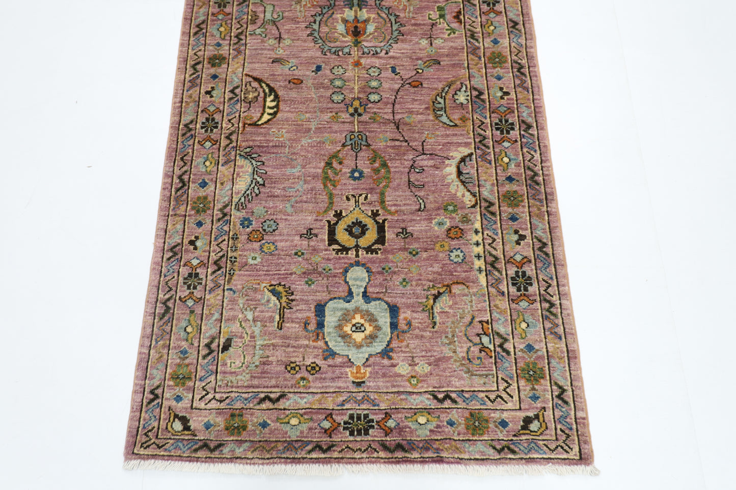 83 x 288 cm | Pink Runner Rug Afghan Hand Knotted Veg Dye Wool carpet