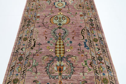 83 x 288 cm | Pink Runner Rug Afghan Hand Knotted Veg Dye Wool carpet