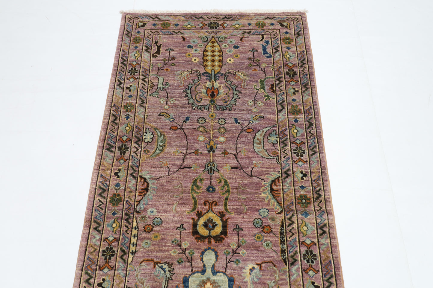 83 x 288 cm | Pink Runner Rug Afghan Hand Knotted Veg Dye Wool carpet