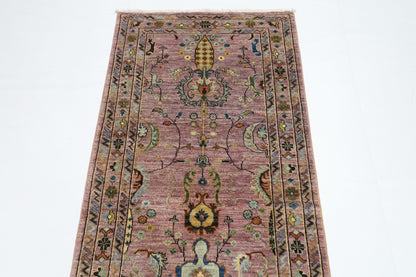 83 x 288 cm | Pink Runner Rug Afghan Hand Knotted Veg Dye Wool carpet