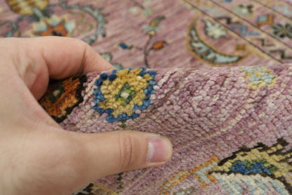 83 x 288 cm | Pink Runner Rug Afghan Hand Knotted Veg Dye Wool carpet