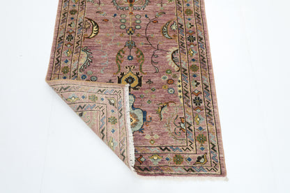 83 x 288 cm | Pink Runner Rug Afghan Hand Knotted Veg Dye Wool carpet