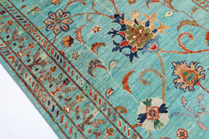 85 x 279 cm | Turquoise Runner Rug Afghan Hand Knotted Veg Dye Wool carpet