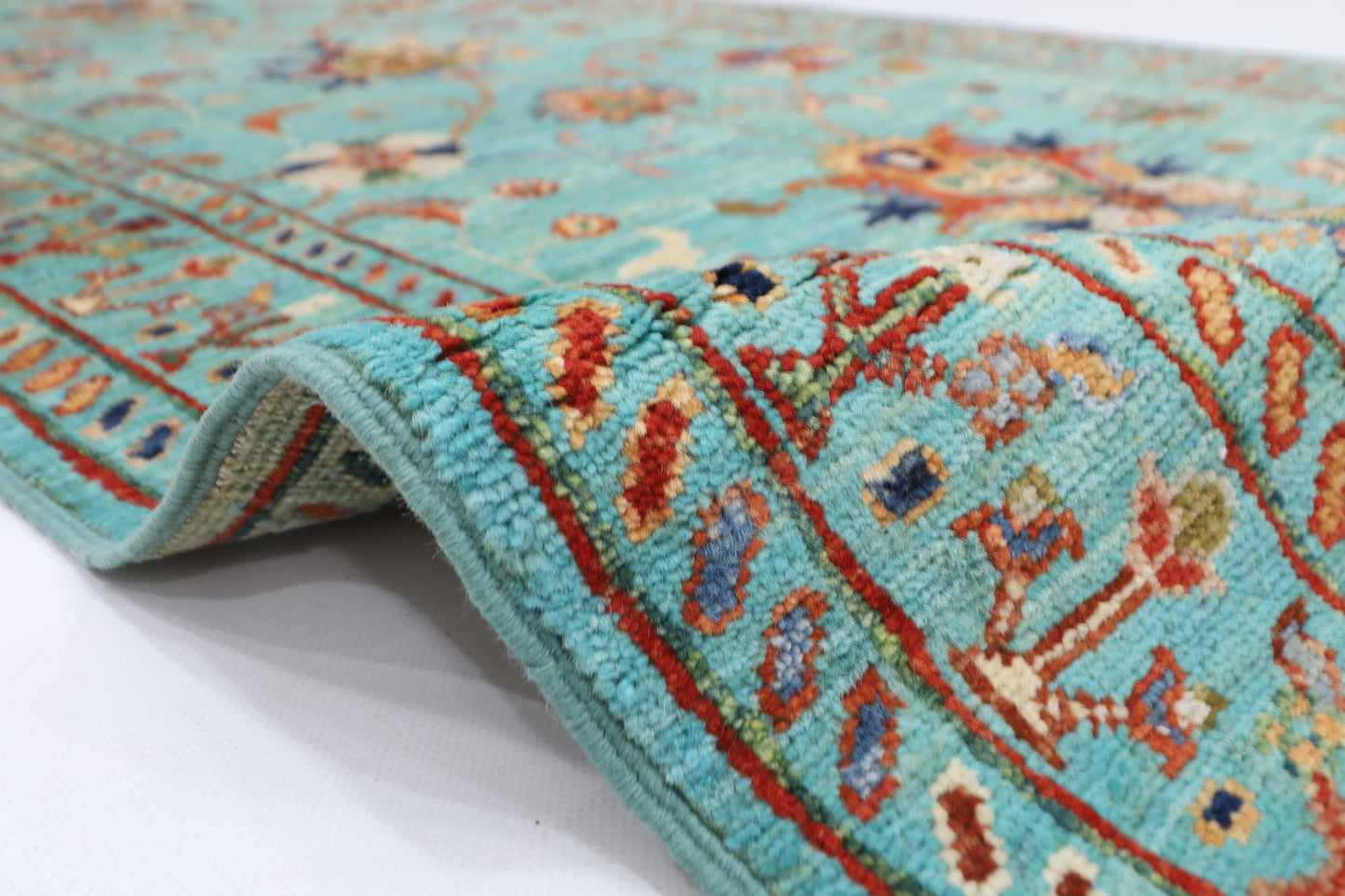 85 x 279 cm | Turquoise Runner Rug Afghan Hand Knotted Veg Dye Wool carpet