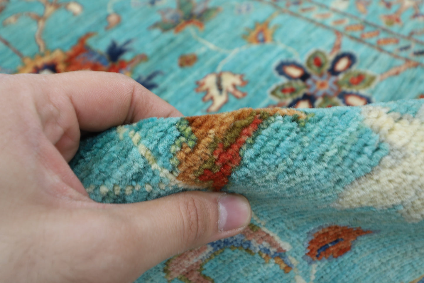 85 x 279 cm | Turquoise Runner Rug Afghan Hand Knotted Veg Dye Wool carpet
