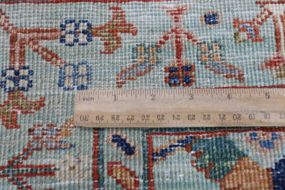 85 x 279 cm | Turquoise Runner Rug Afghan Hand Knotted Veg Dye Wool carpet