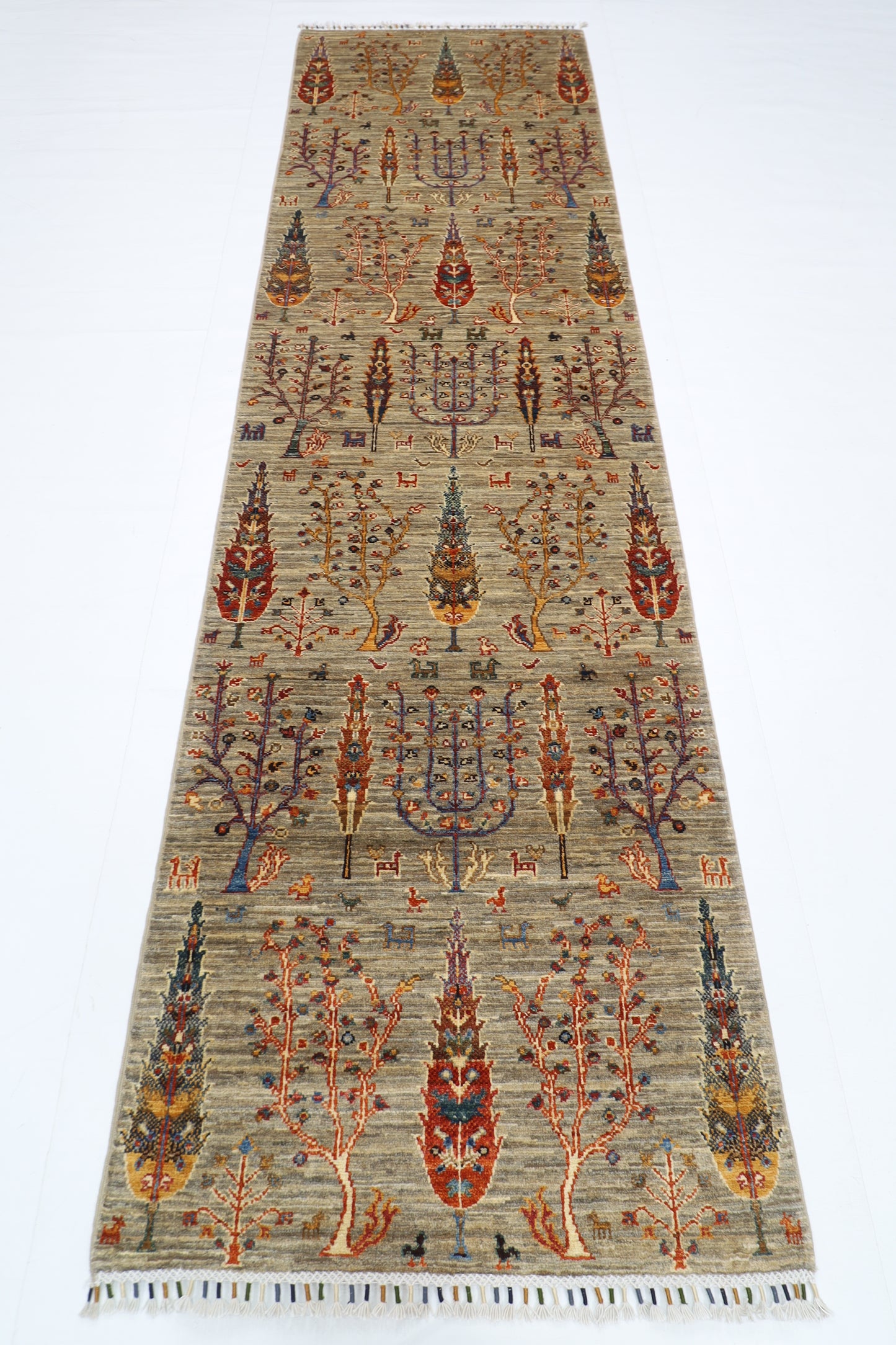84 x 299 cm | Tree of Life Runner Rug Afghan Hand Knotted Veg Dye Wool carpet