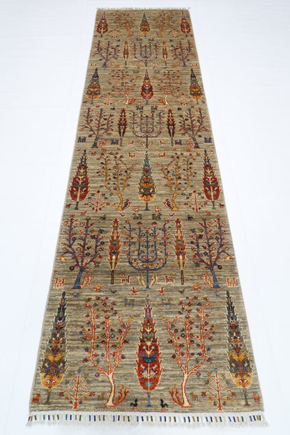 84 x 299 cm | Tree of Life Runner Rug Afghan Hand Knotted Veg Dye Wool carpet