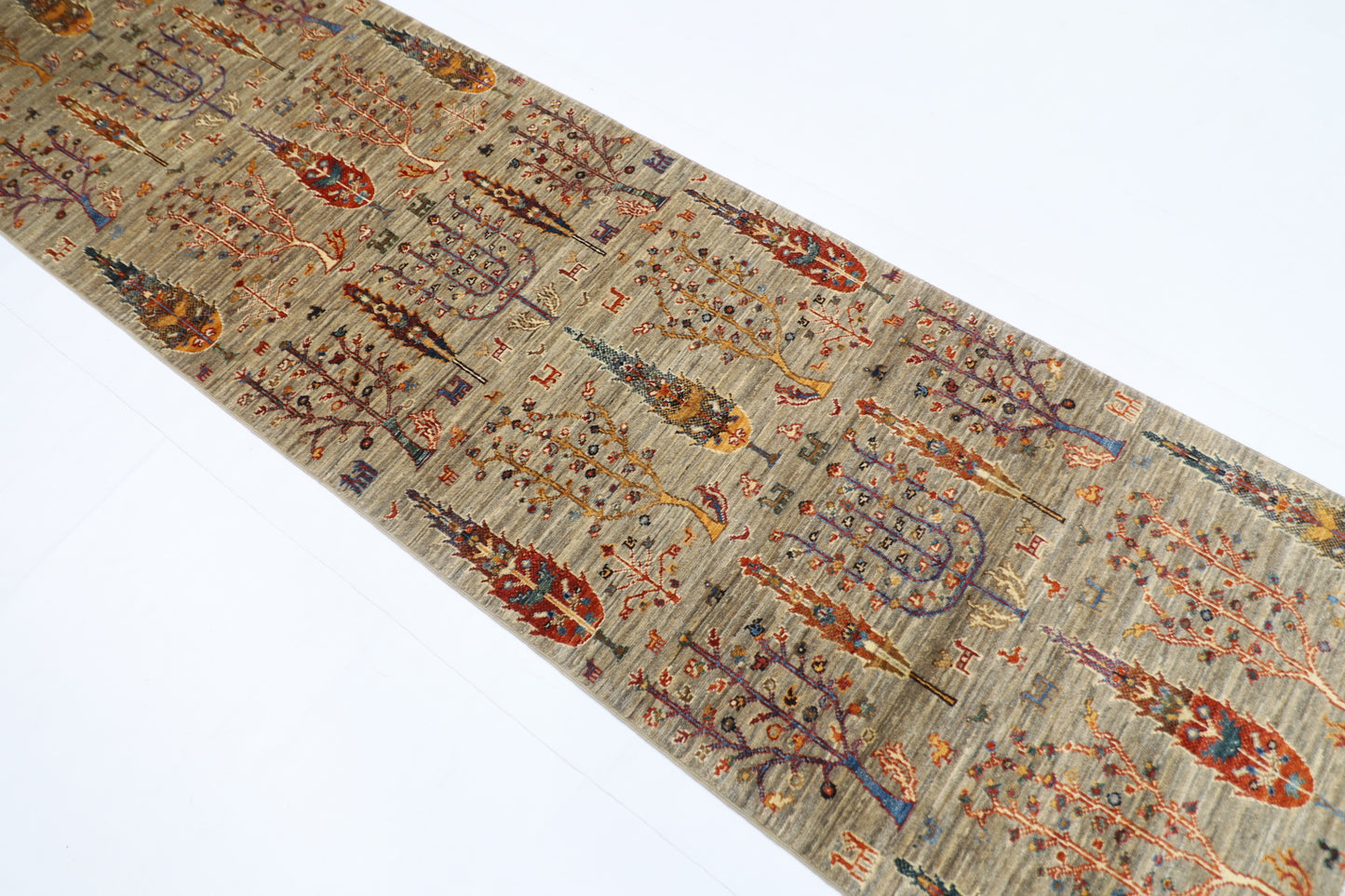 84 x 299 cm | Tree of Life Runner Rug Afghan Hand Knotted Veg Dye Wool carpet