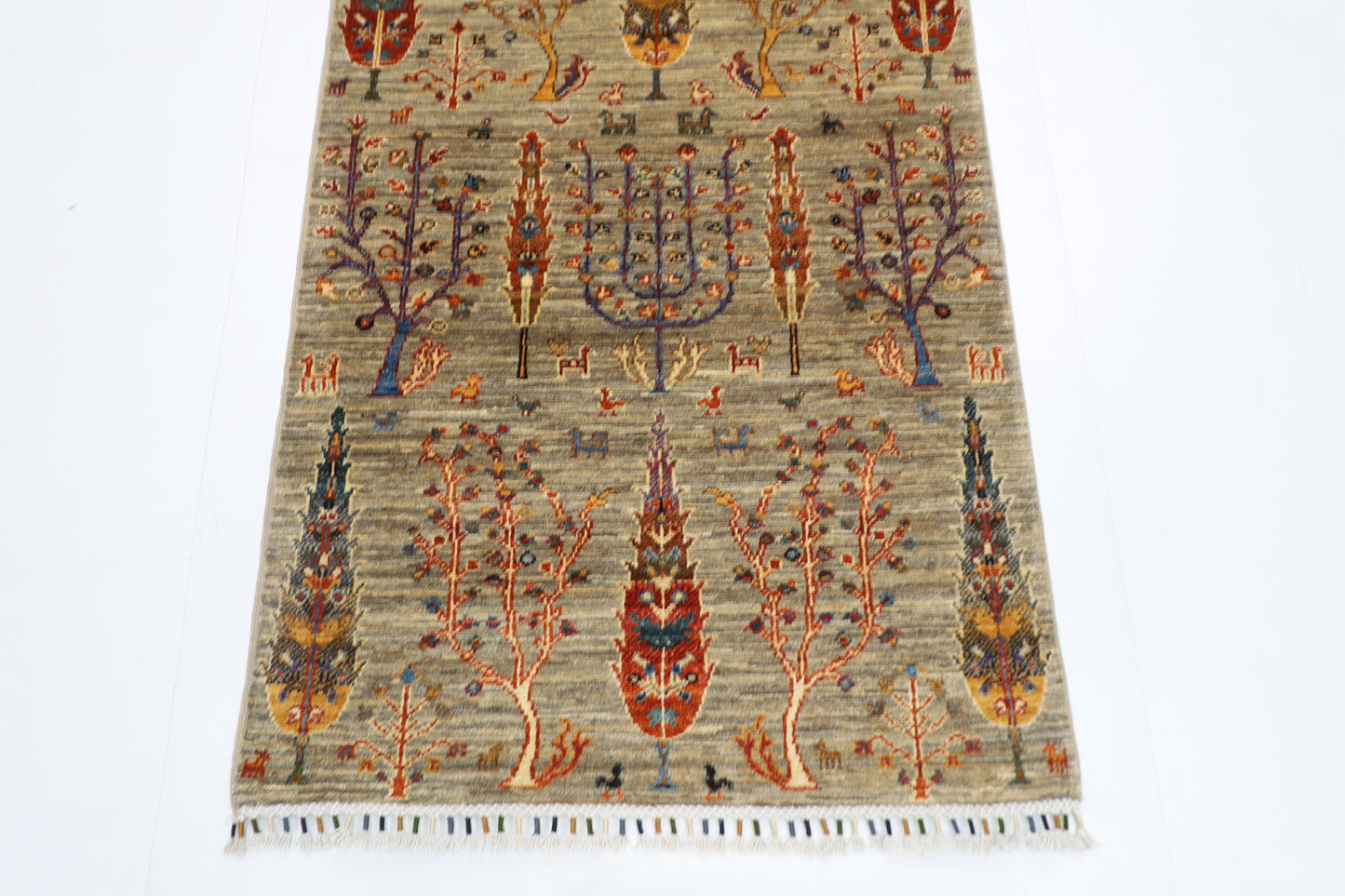 84 x 299 cm | Tree of Life Runner Rug Afghan Hand Knotted Veg Dye Wool carpet