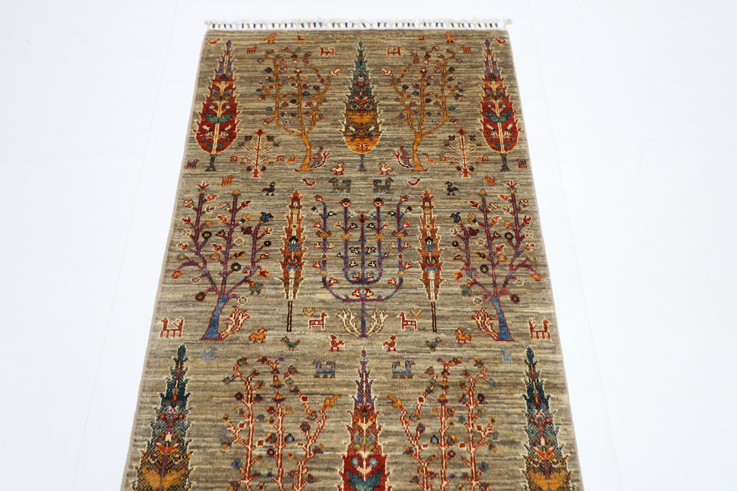 84 x 299 cm | Tree of Life Runner Rug Afghan Hand Knotted Veg Dye Wool carpet