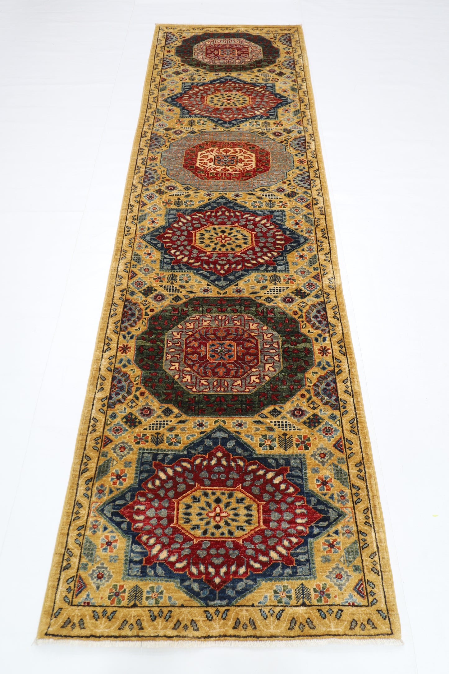 85 x 288 cm | Mamluk Runner Rug Afghan Hand Knotted Veg Dye Wool carpet