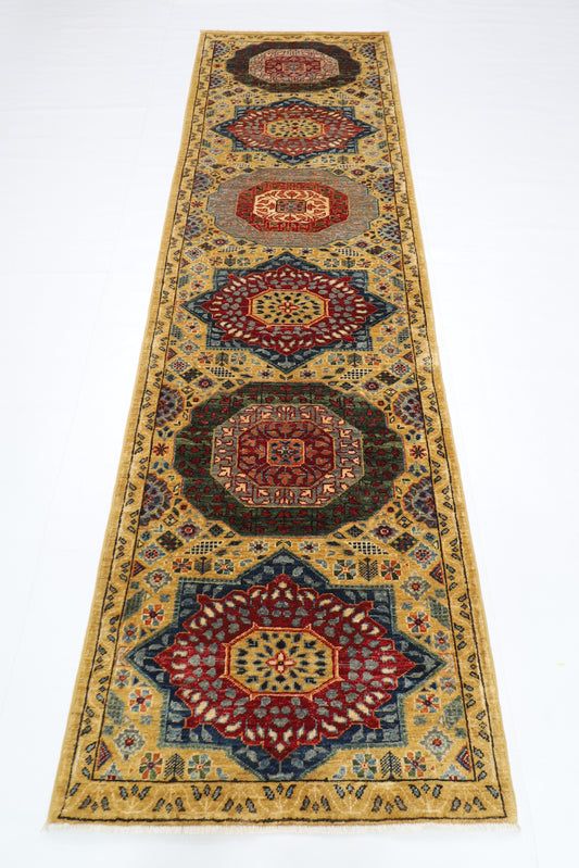 85 x 288 cm | Mamluk Runner Rug Afghan Hand Knotted Veg Dye Wool carpet